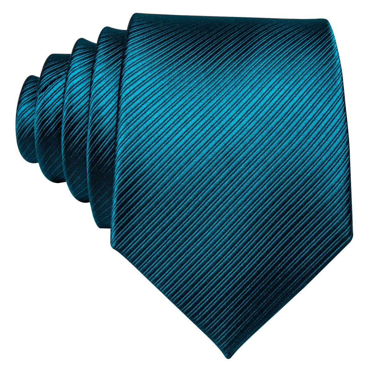 Teal Blue Solid Dark Blue Stripe Tie, Pocket Square and Cufflinks Set tie sets - Sophisticated Gentlemen