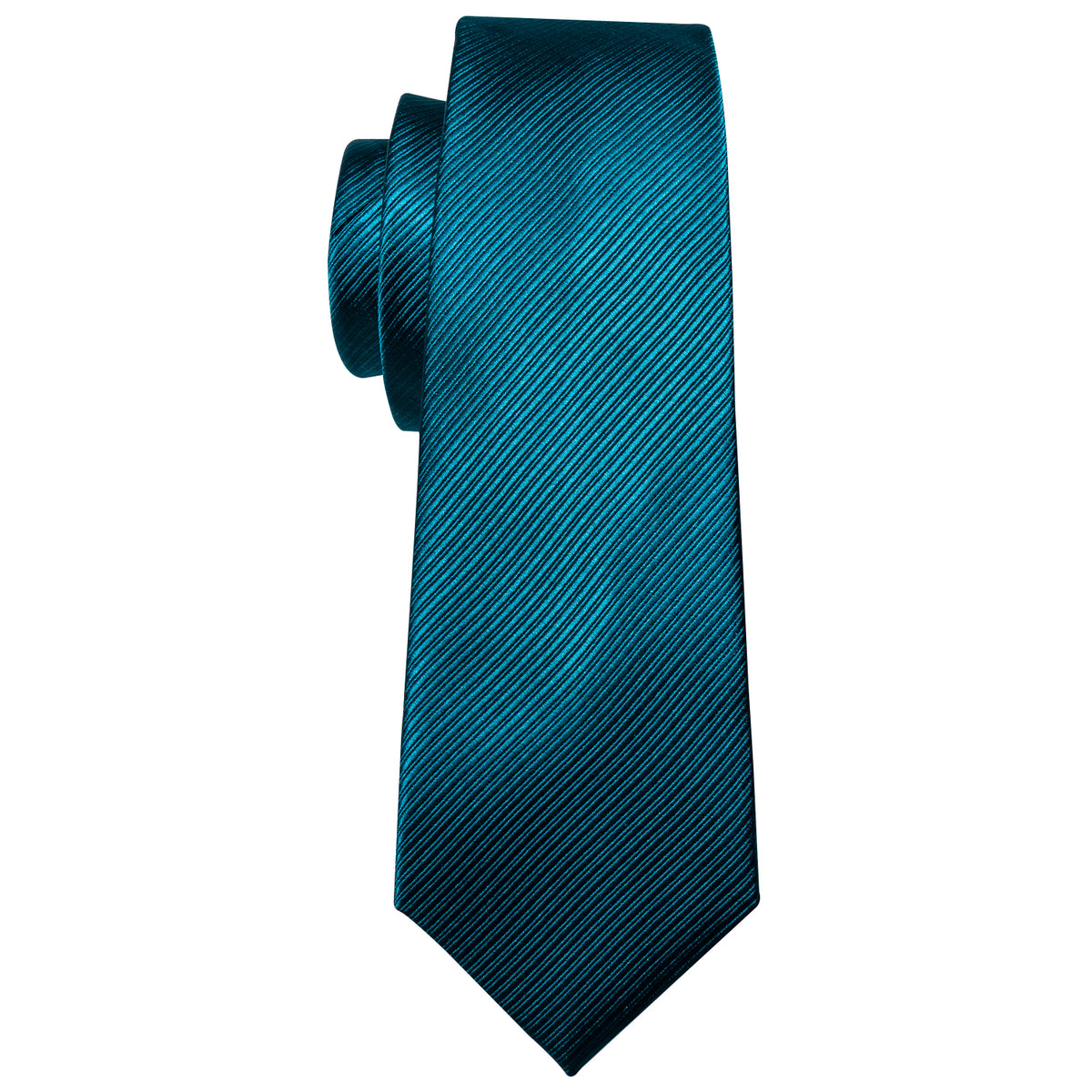 Teal Blue Solid Dark Blue Stripe Tie, Pocket Square and Cufflinks Set tie sets - Sophisticated Gentlemen