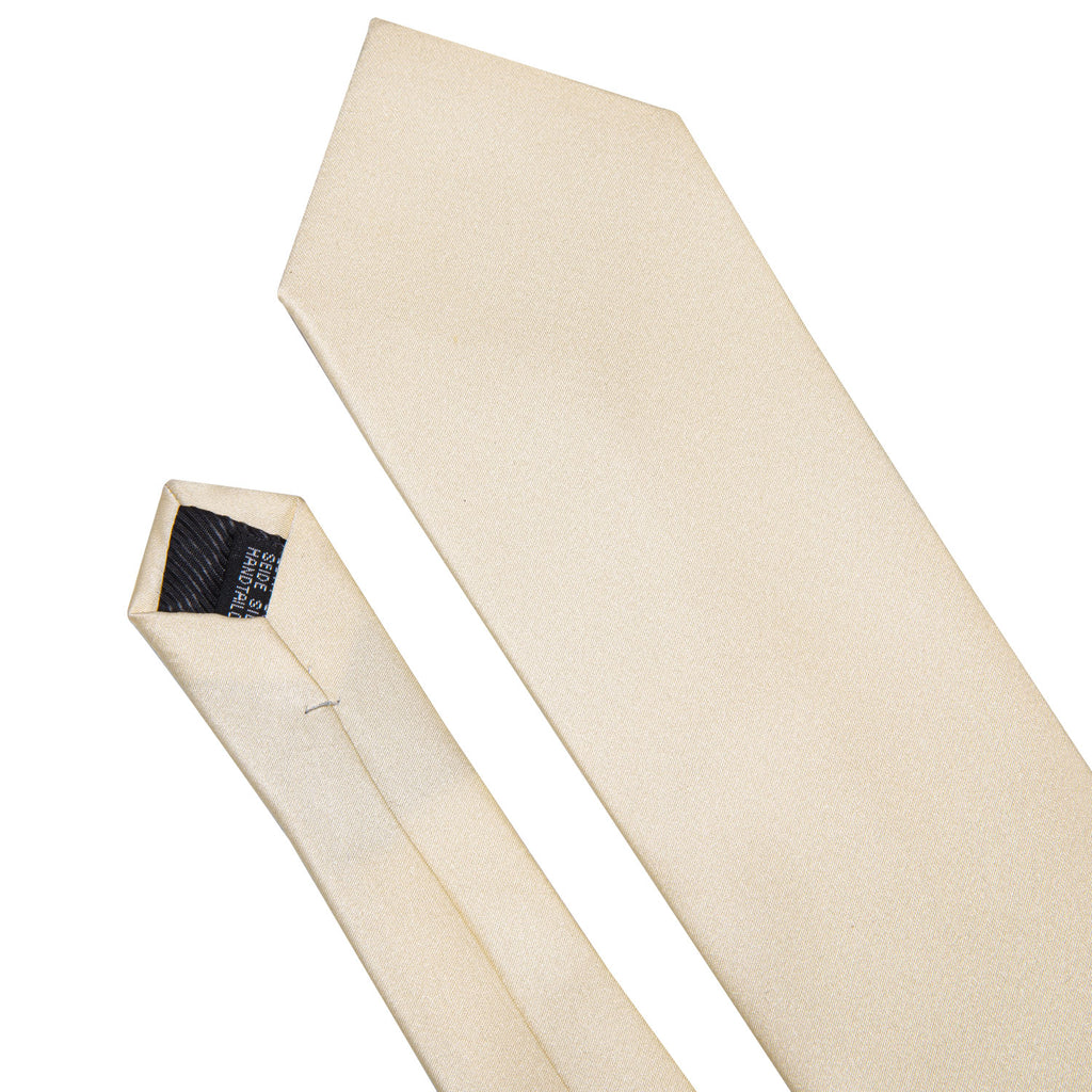 Ivory Beige Solid Tie, Pocket Square and Cufflinks Set tie sets - Sophisticated Gentlemen