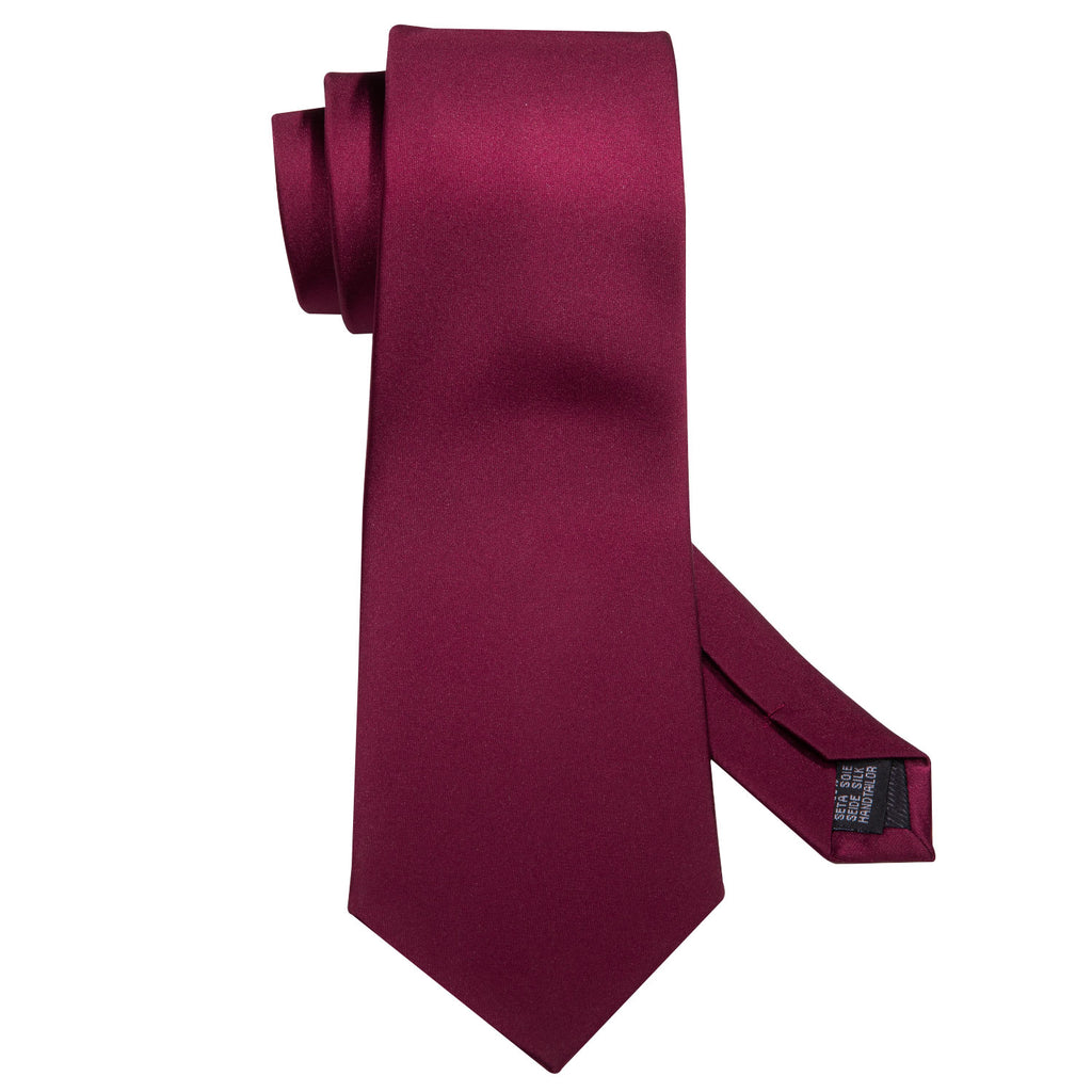 Burgundy Solid Tie, Pocket Square and Cufflinks Set tie sets - Sophisticated Gentlemen