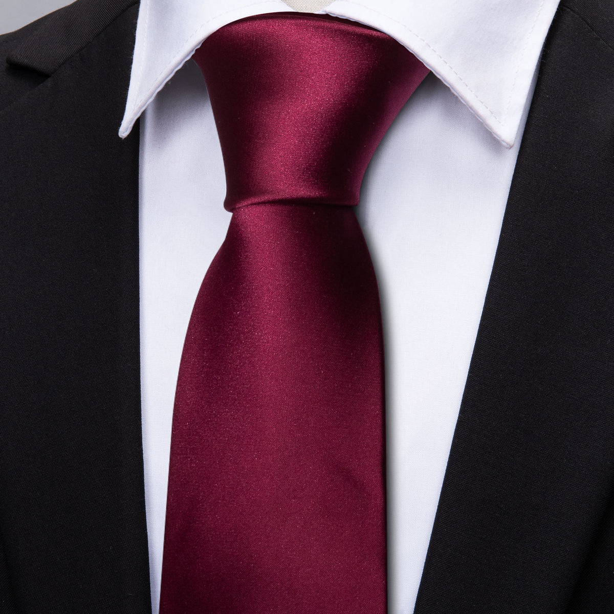 Burgundy Solid Tie, Pocket Square and Cufflinks Set tie sets - Sophisticated Gentlemen