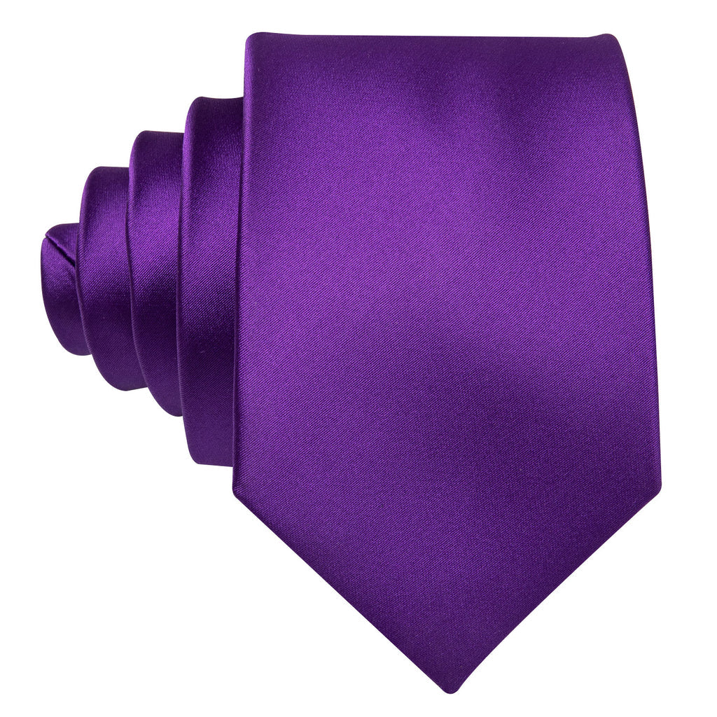 Deep Purple Solid Tie, Pocket Square and Cufflinks Set tie sets - Sophisticated Gentlemen