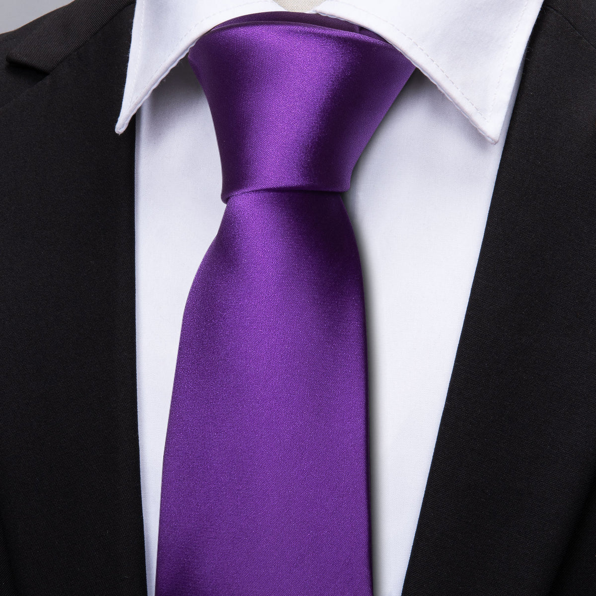 Deep Purple Solid Tie, Pocket Square and Cufflinks Set tie sets - Sophisticated Gentlemen