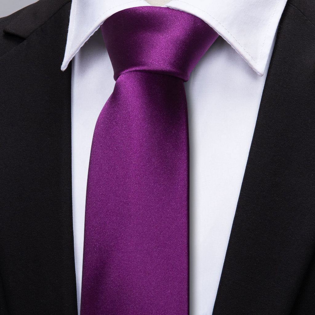 Purple Solid Silk Tie, Pocket Square and Cufflinks Set tie sets - Sophisticated Gentlemen