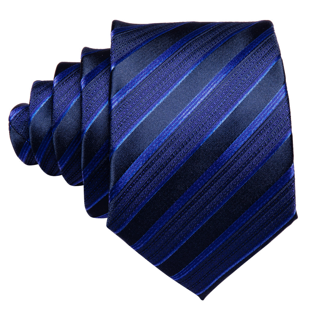 Deep Blue Stripe Tie, Pocket Square and Cufflinks Set tie sets - Sophisticated Gentlemen