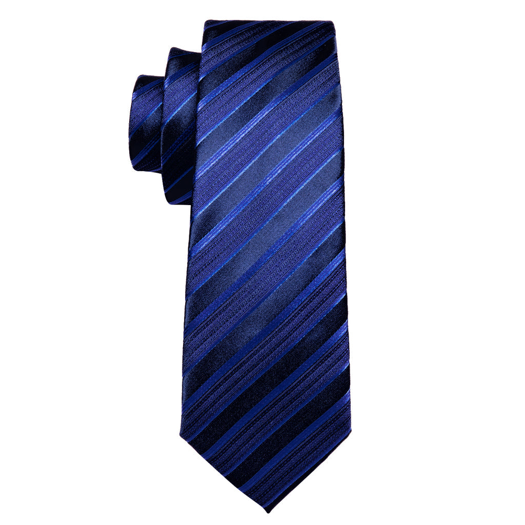 Deep Blue Stripe Tie, Pocket Square and Cufflinks Set tie sets - Sophisticated Gentlemen