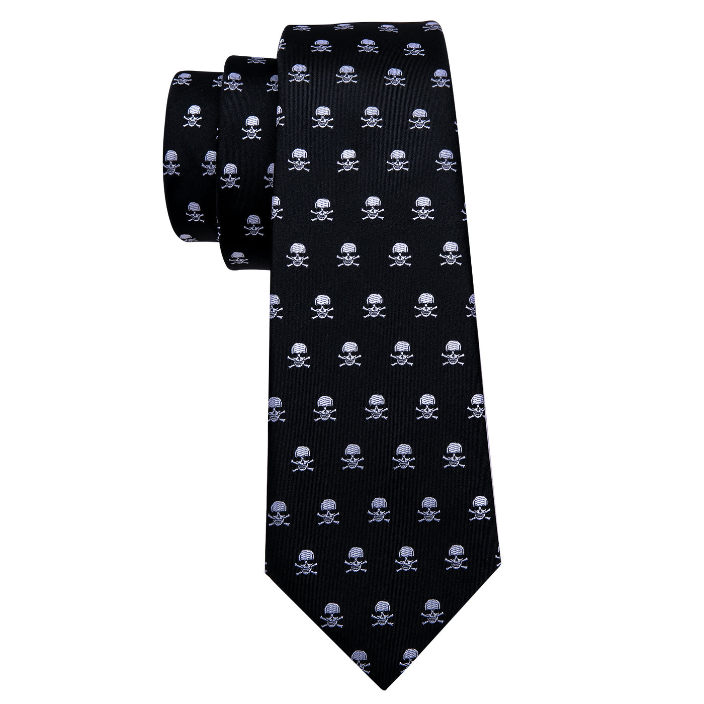 Black and Skulls Silk Tie Set tie set - Sophisticated Gentlemen