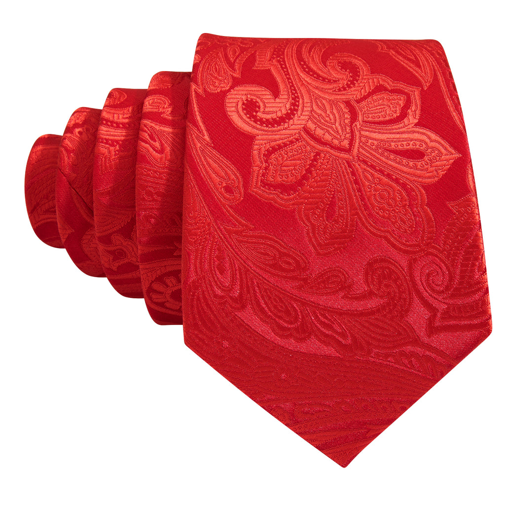 Red Paisley Silk Tie, Pocket Square and Cufflinks Set tie sets - Sophisticated Gentlemen
