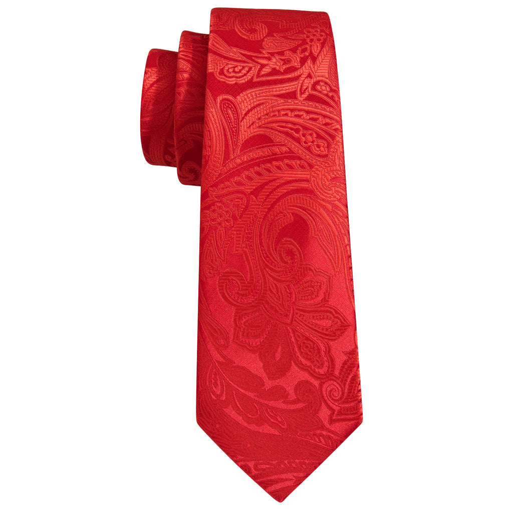 Red Paisley Silk Tie, Pocket Square and Cufflinks Set tie sets - Sophisticated Gentlemen