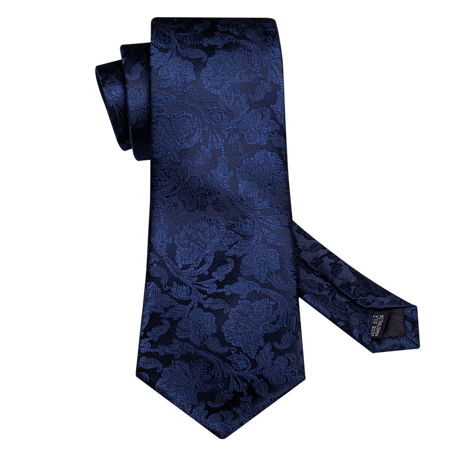 Navy Blue Floral XL Tie, Pocket Square and Cufflinks tie sets - Sophisticated Gentlemen