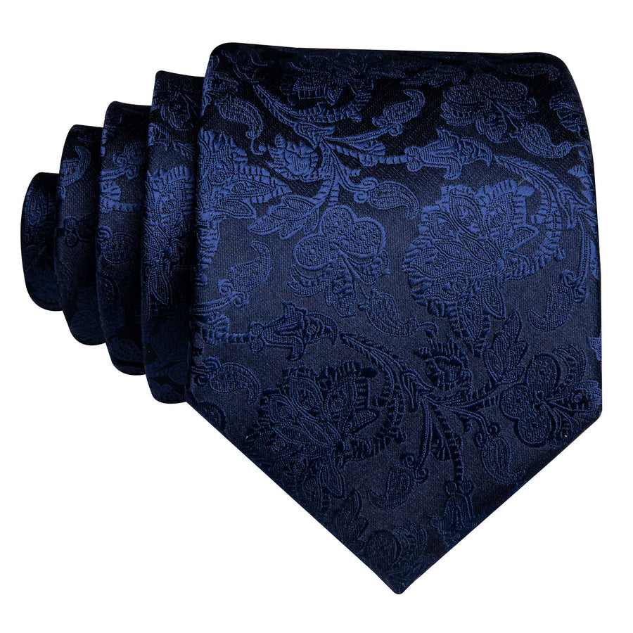 Navy Blue Floral XL Tie, Pocket Square and Cufflinks tie sets - Sophisticated Gentlemen