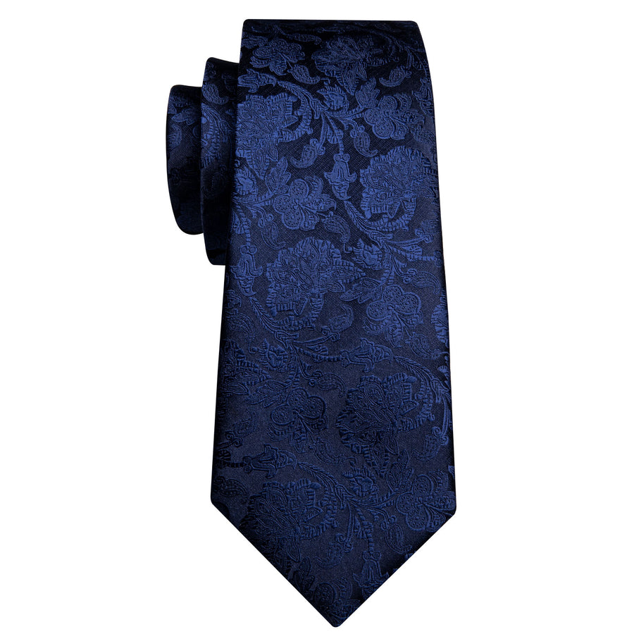 Navy Blue Floral XL Tie, Pocket Square and Cufflinks tie sets - Sophisticated Gentlemen