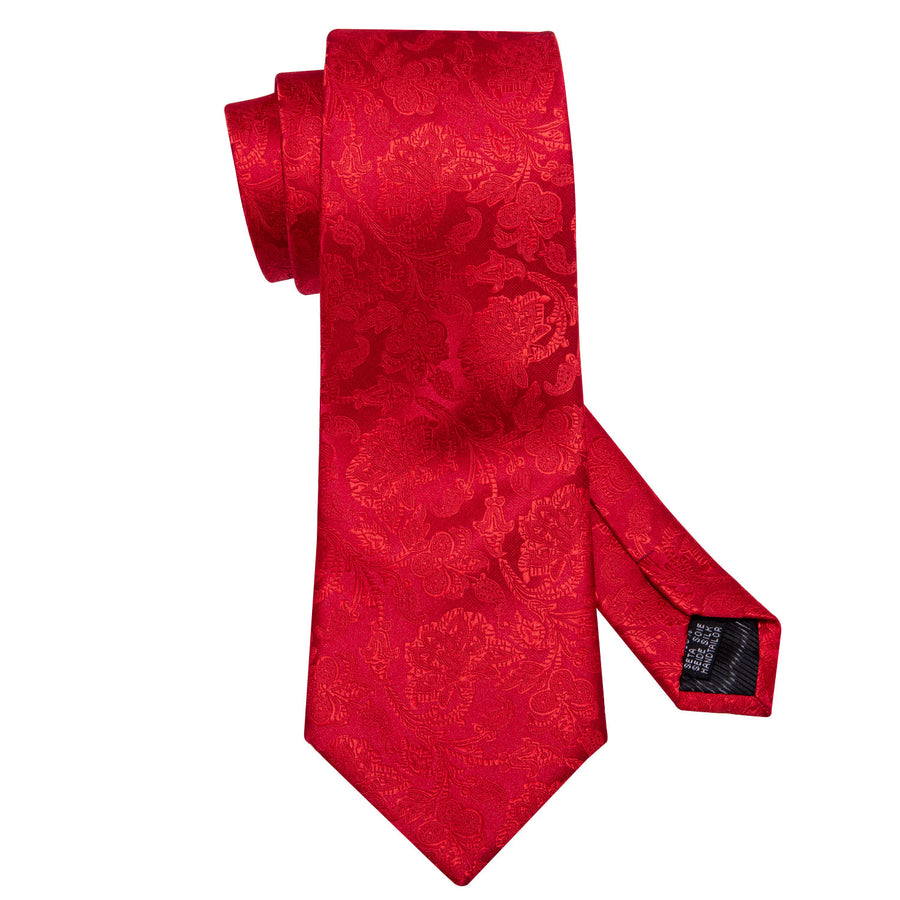 Classic Red Floral XL Tie, Pocket Square and Cufflinks tie sets - Sophisticated Gentlemen