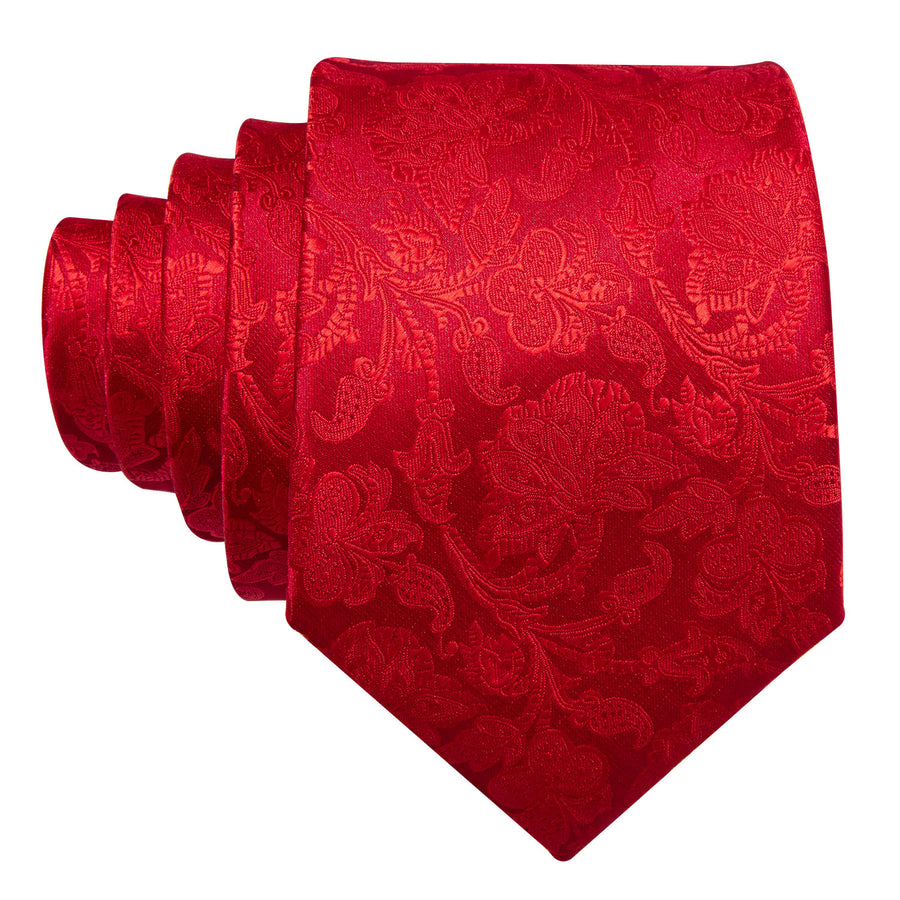 Classic Red Floral XL Tie, Pocket Square and Cufflinks tie sets - Sophisticated Gentlemen