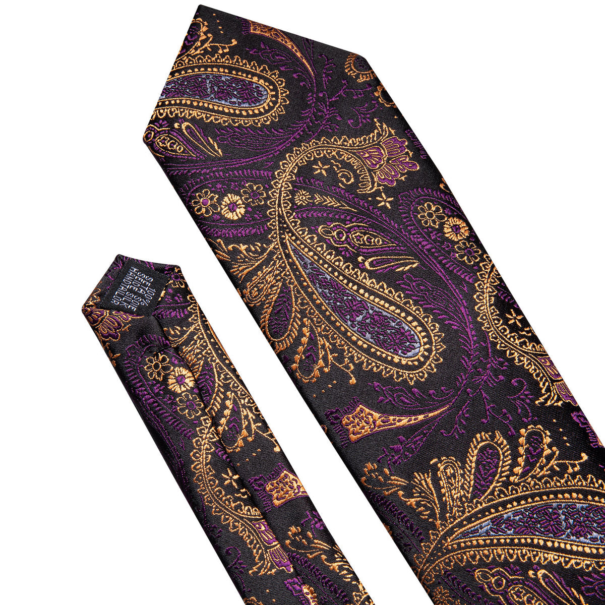 Yellow Purple Silk Tie, Pocket Square and Cufflinks Set tie sets - Sophisticated Gentlemen