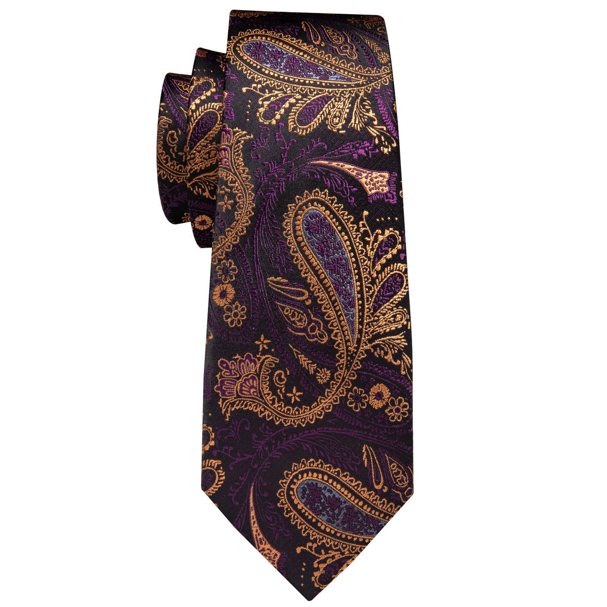 Yellow Purple Silk Tie, Pocket Square and Cufflinks Set tie sets - Sophisticated Gentlemen