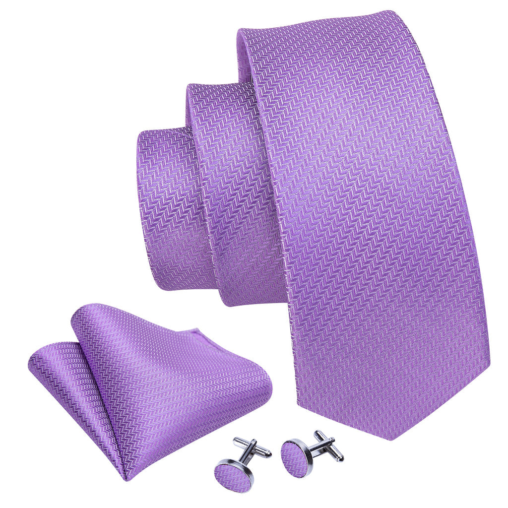 Purple Striped Woven Silk Tie, Pocket Square and Cufflinks Set tie sets - Sophisticated Gentlemen