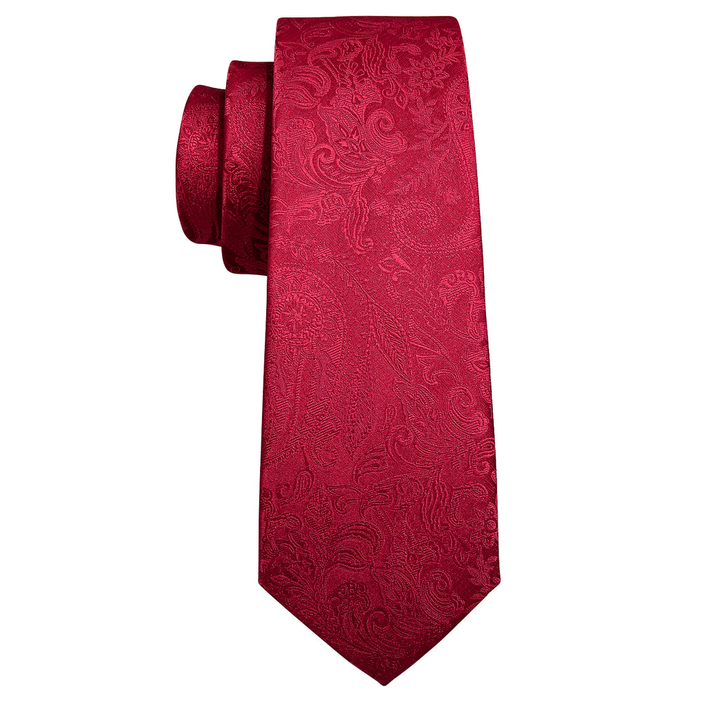 Red Paisley Silk Tie, Pocket Square and Cufflinks Set tie sets - Sophisticated Gentlemen