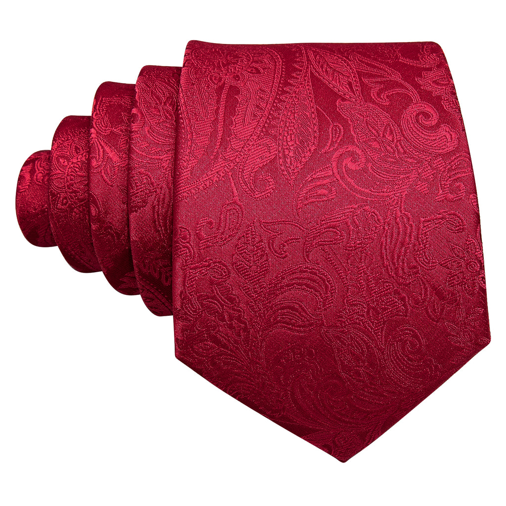 Red Paisley Silk Tie, Pocket Square and Cufflinks Set tie sets - Sophisticated Gentlemen