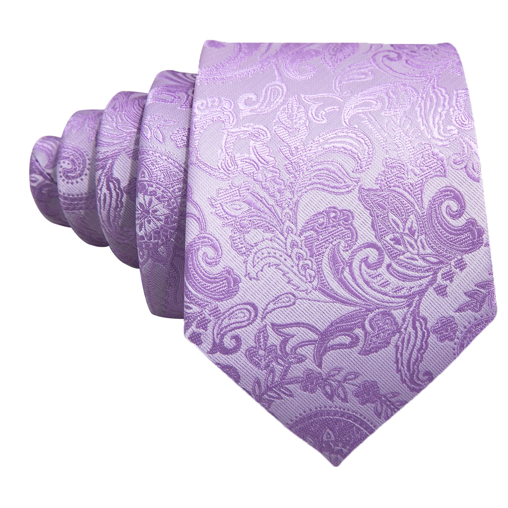Light Purple Paisley Silk Tie, Pocket Square and Cufflinks Set tie sets - Sophisticated Gentlemen