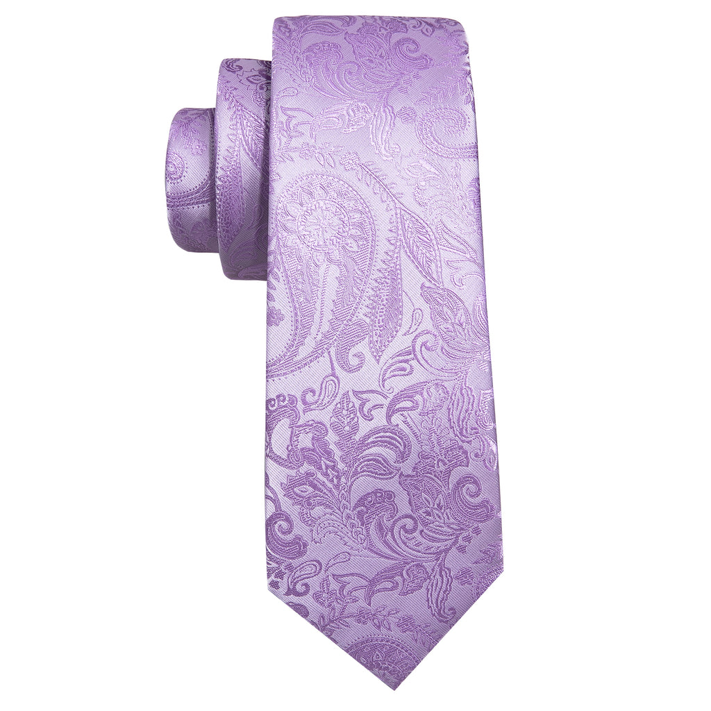 Light Purple Paisley Silk Tie, Pocket Square and Cufflinks Set tie sets - Sophisticated Gentlemen