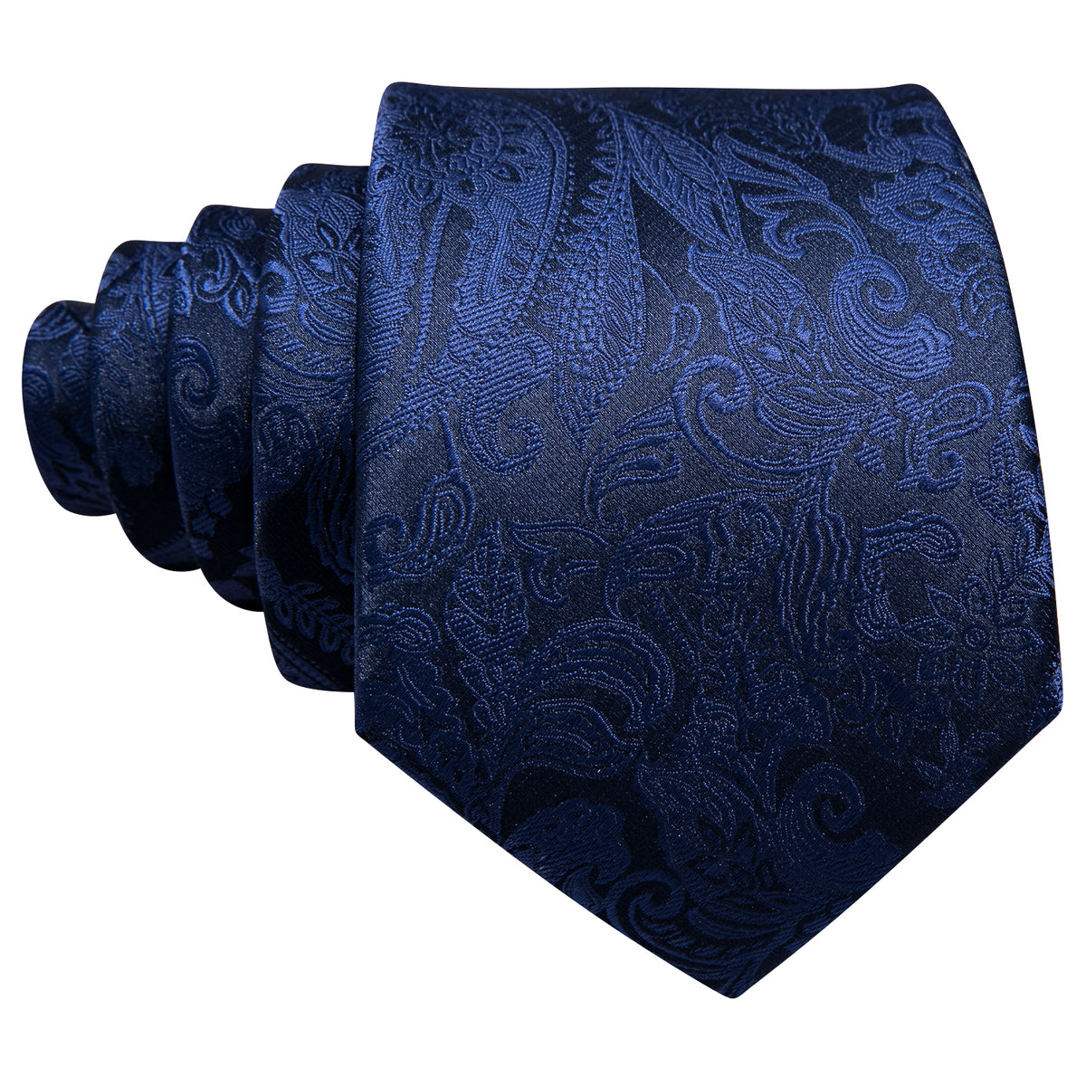Navy Floral Silk Tie, Pocket Square, and Cufflinks Set tie sets - Sophisticated Gentlemen