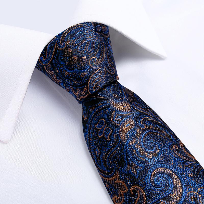 Radiant Blue Paisley Tie Set with Pocket Square & Cufflinks tie sets - Sophisticated Gentlemen
