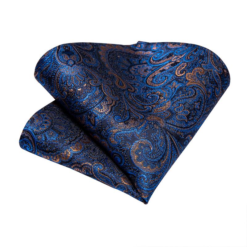 Radiant Blue Paisley Tie Set with Pocket Square & Cufflinks tie sets - Sophisticated Gentlemen