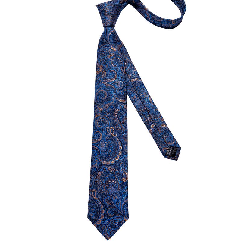 Radiant Blue Paisley Tie Set with Pocket Square & Cufflinks tie sets - Sophisticated Gentlemen