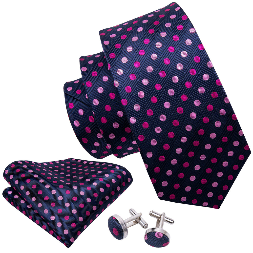 Pink Purple Polka Dot Tie, Pocket Square and Cufflinks Set tie sets - Sophisticated Gentlemen