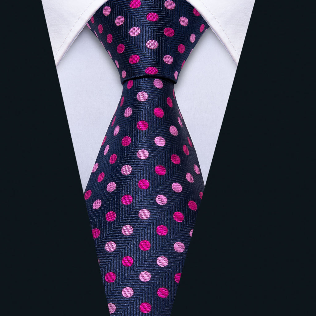 Pink Purple Polka Dot Tie, Pocket Square and Cufflinks Set tie sets - Sophisticated Gentlemen