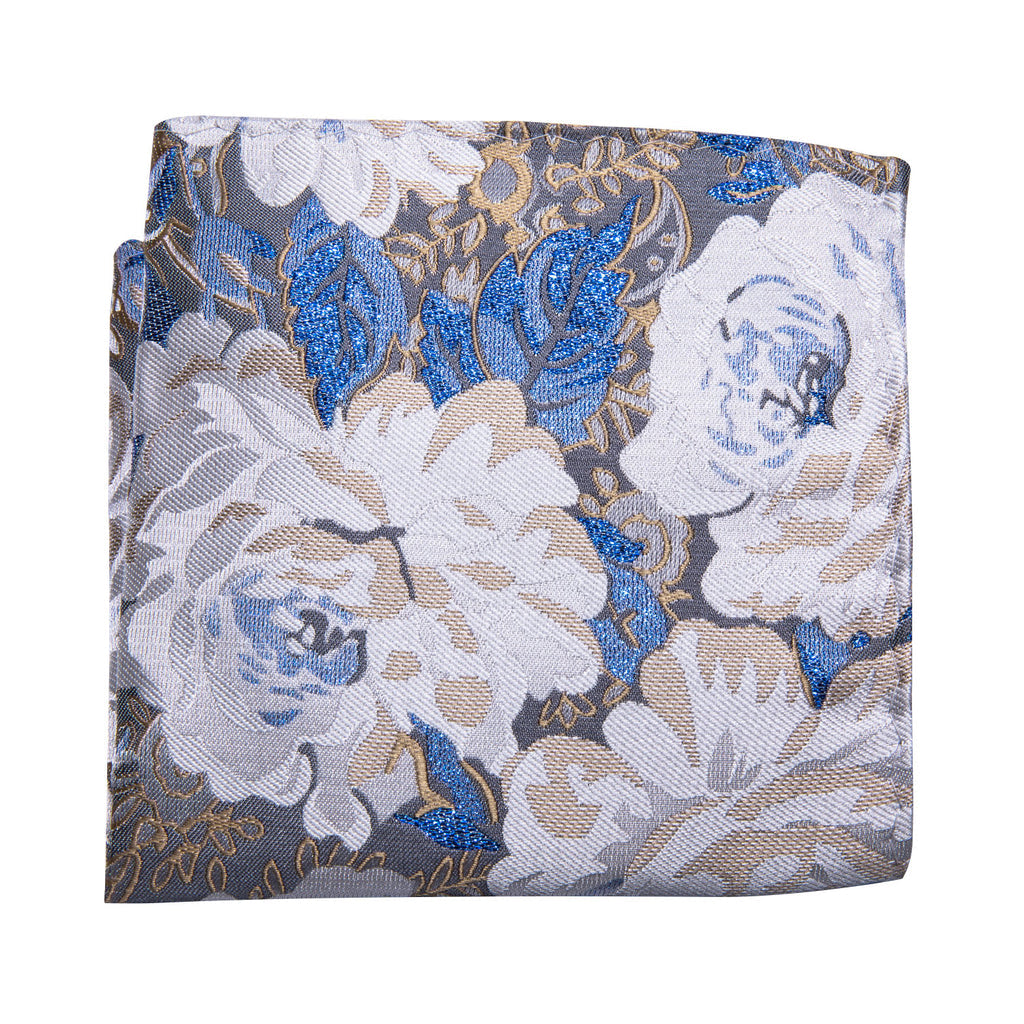 White Blue Floral Bow Tie Set bow ties - Sophisticated Gentlemen
