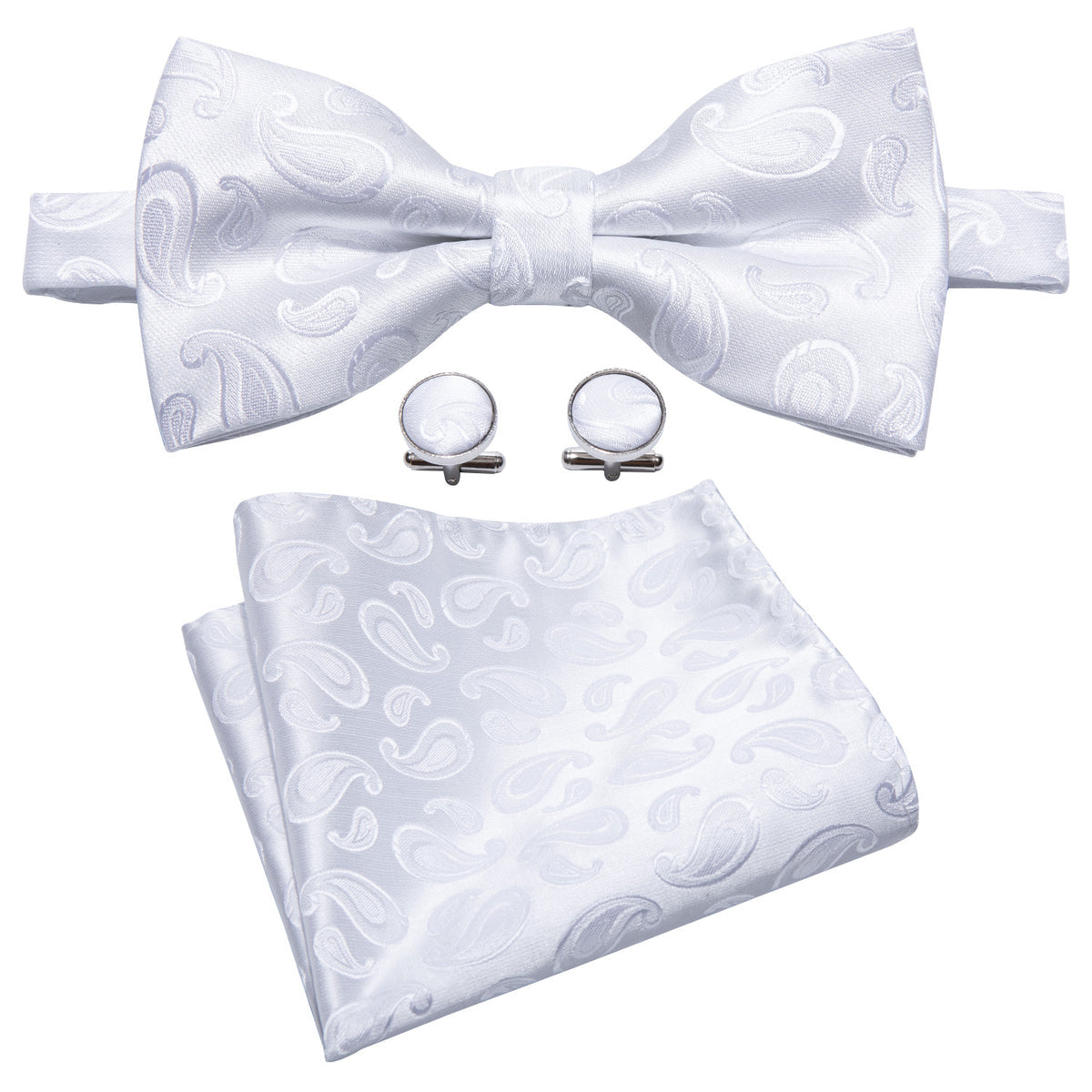 White Paisley Children Bow Tie Set bow ties - Sophisticated Gentlemen