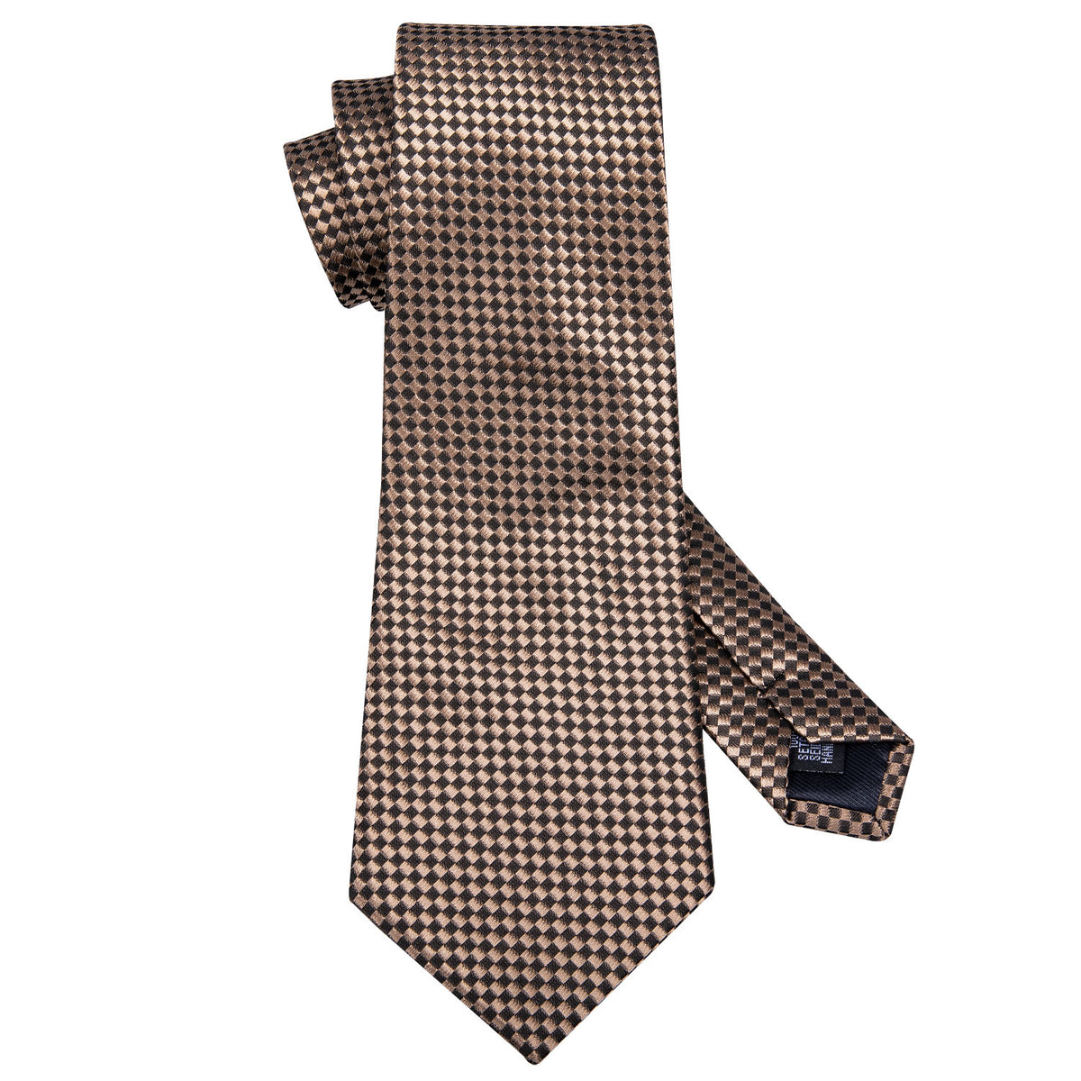 Champagne Brown Plaid Tie, Pocket Square and Cufflinks Set tie sets - Sophisticated Gentlemen