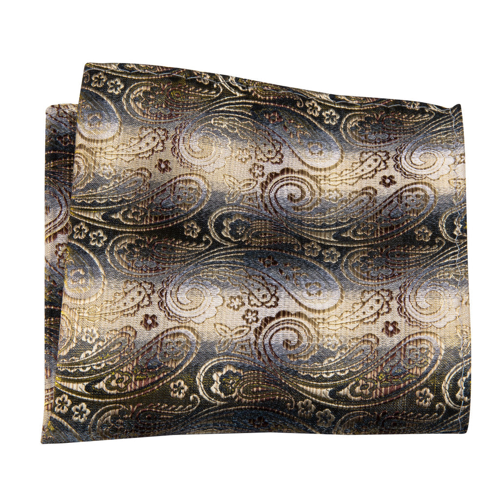 Black Golden Paisley Bow Tie Set bow ties - Sophisticated Gentlemen