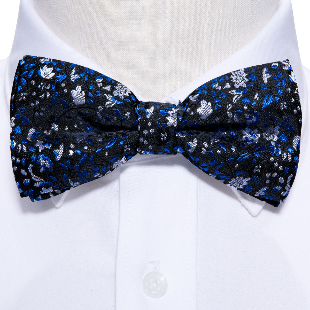 Deep Blue Floral Bow Tie Set bow ties - Sophisticated Gentlemen