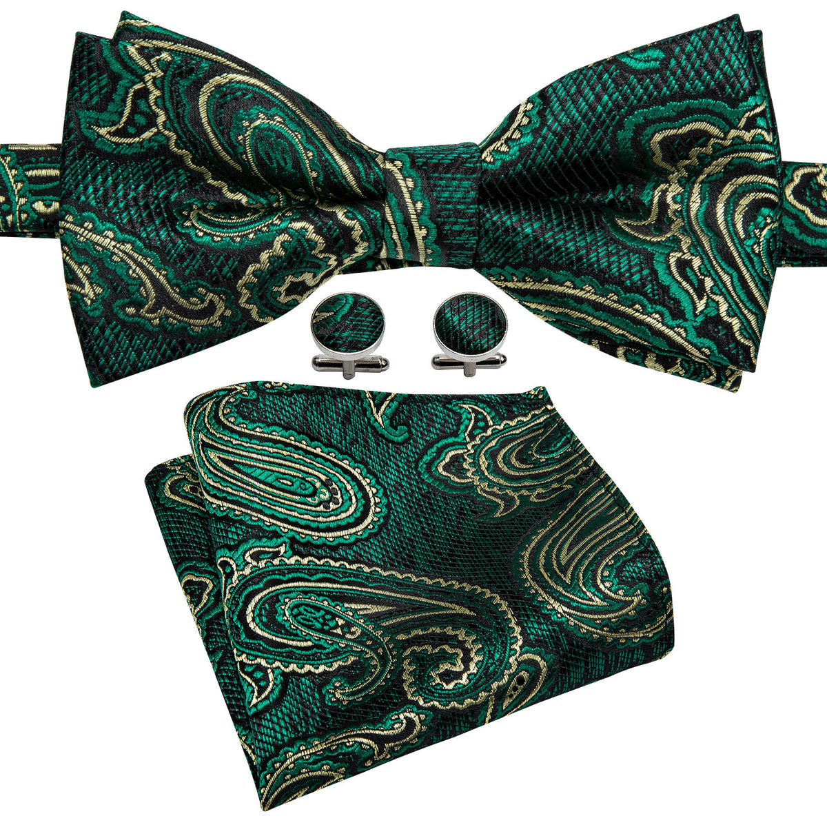 Green Floral Bow Tie Set bow ties - Sophisticated Gentlemen