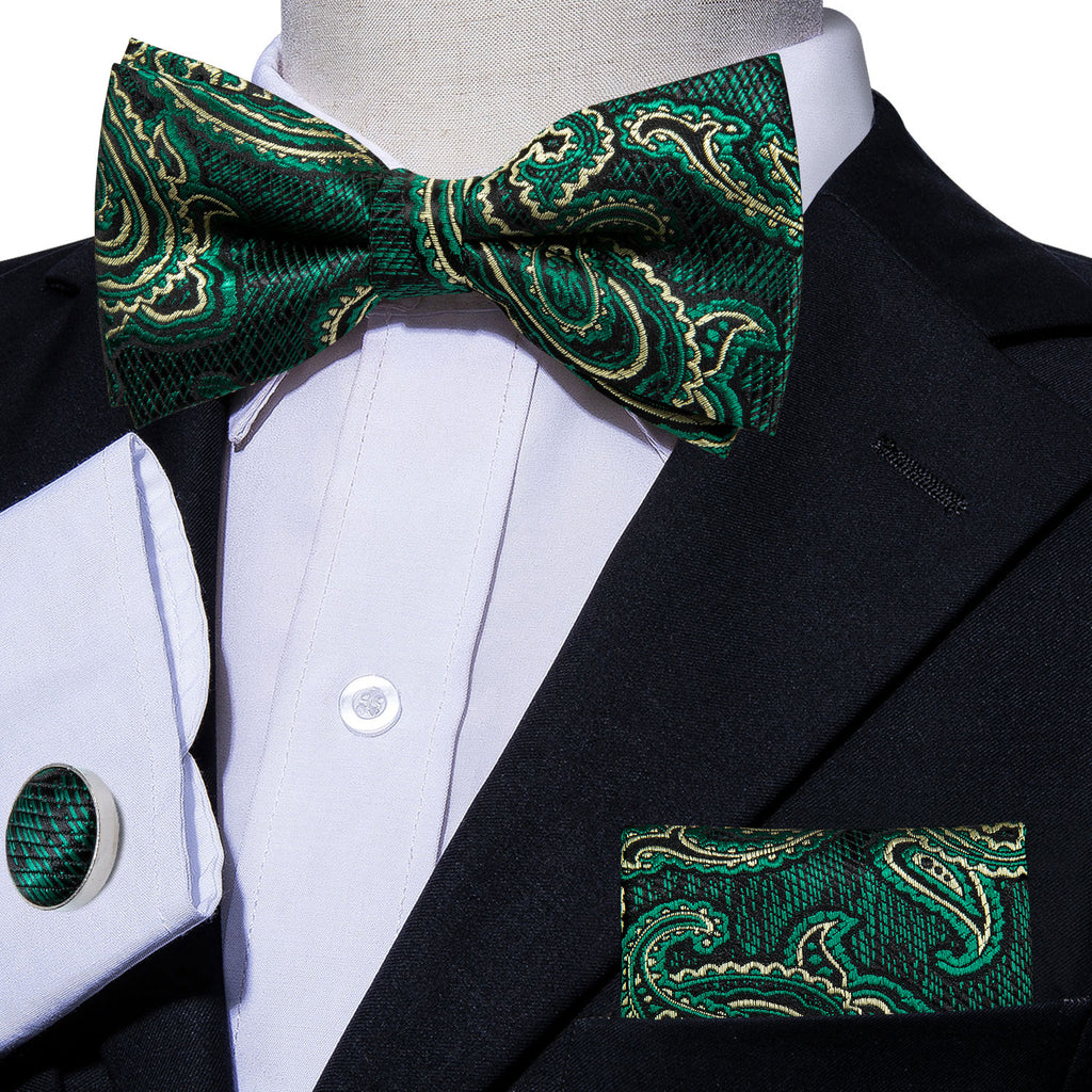 Green Floral Bow Tie Set bow ties - Sophisticated Gentlemen