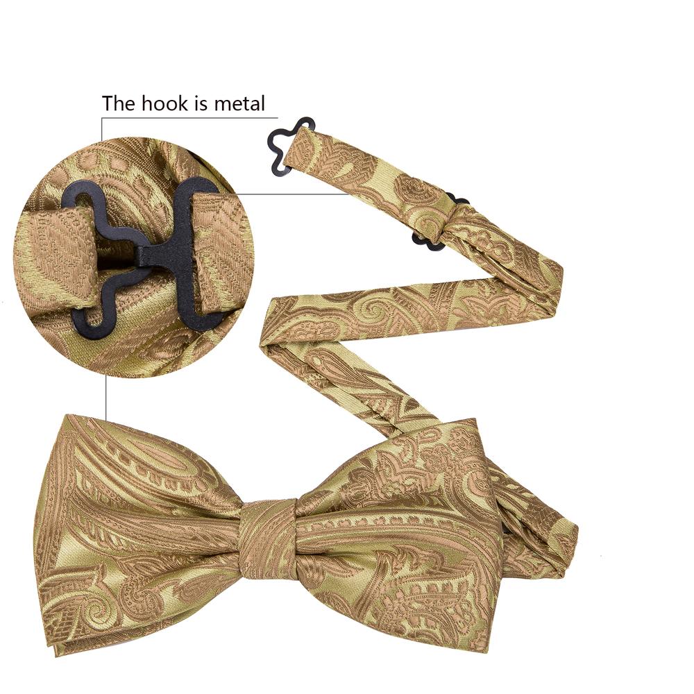 Gold Jacquard Woven Paisley Bow Tie Set bow ties - Sophisticated Gentlemen