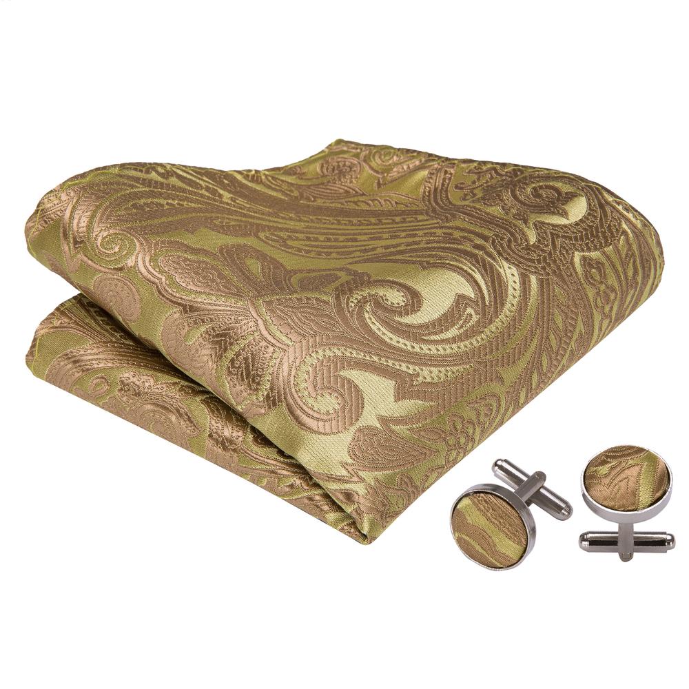 Gold Jacquard Woven Paisley Bow Tie Set bow ties - Sophisticated Gentlemen