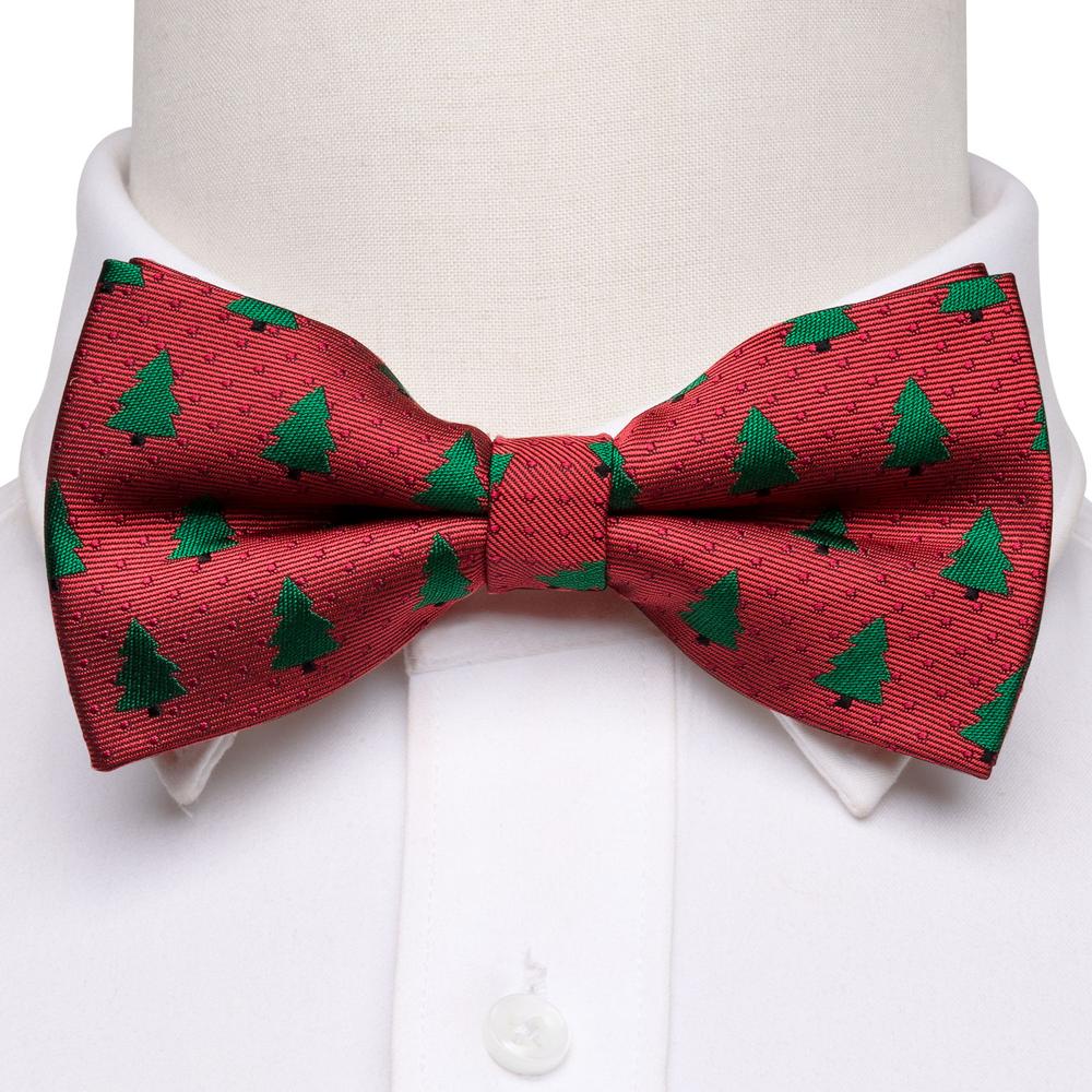 Red Tree Silk Bow Tie Set bow ties - Sophisticated Gentlemen