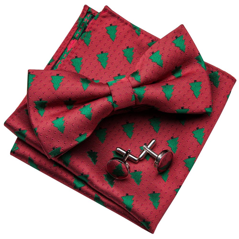 Red Tree Silk Bow Tie Set bow ties - Sophisticated Gentlemen