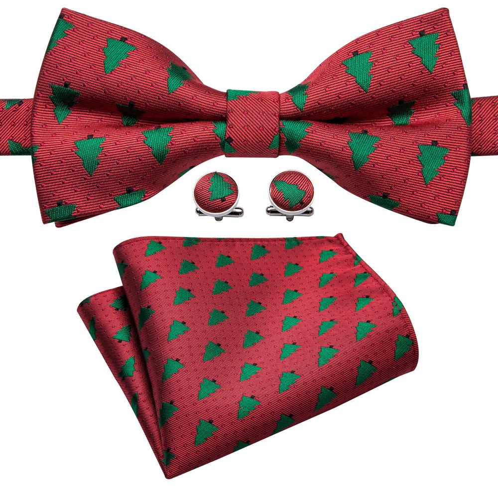 Red Tree Silk Bow Tie Set bow ties - Sophisticated Gentlemen