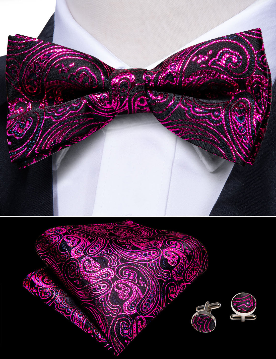 Red Paisley Bow Tie Set bow ties - Sophisticated Gentlemen