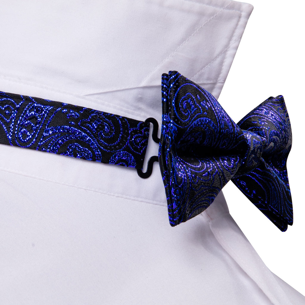 RoyalBlue Paisley Bow Tie Set bow ties - Sophisticated Gentlemen