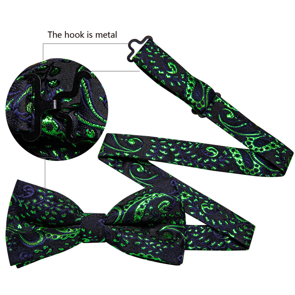 Shining Green Blue Paisley Bow Tie Set bow ties - Sophisticated Gentlemen