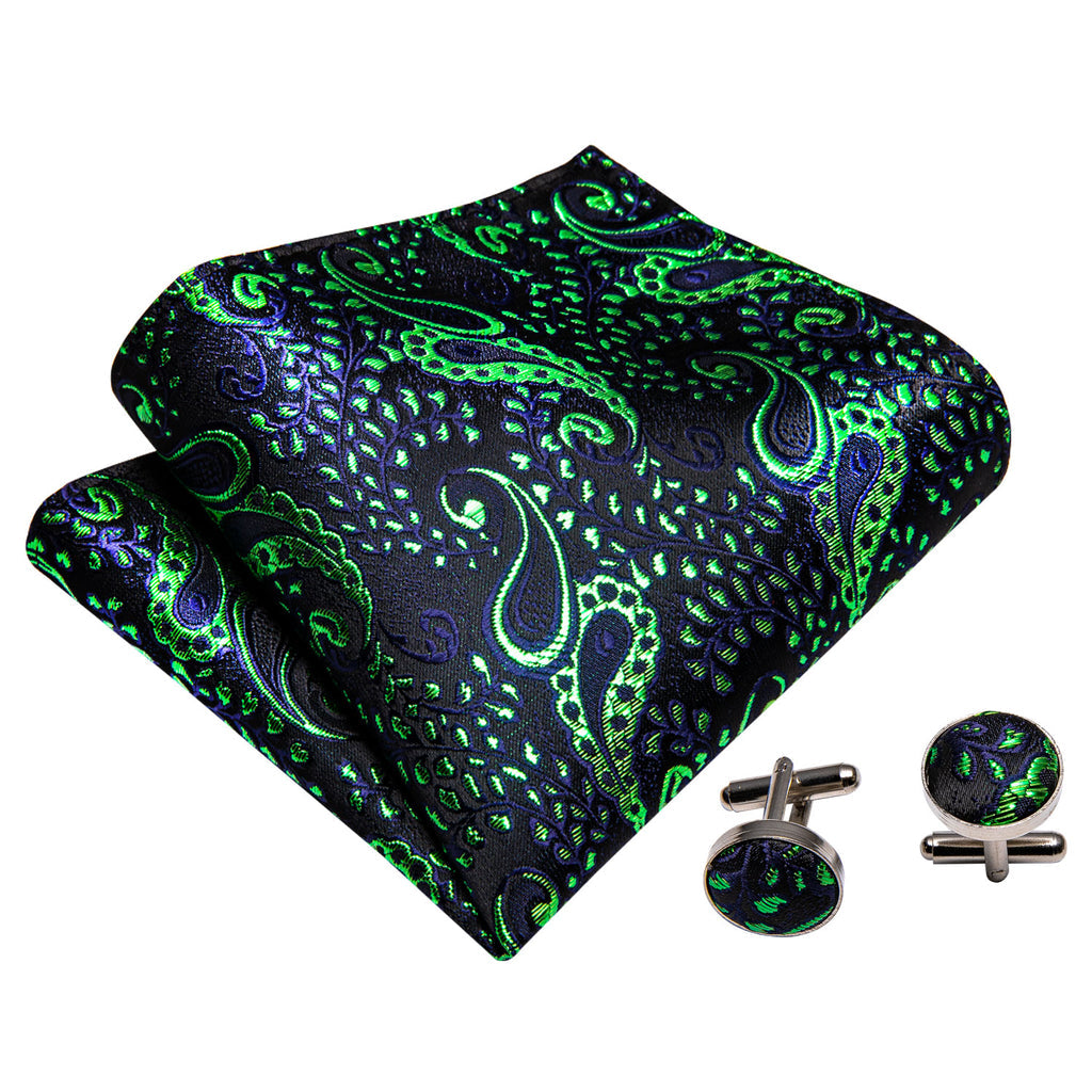 Shining Green Blue Paisley Bow Tie Set bow ties - Sophisticated Gentlemen