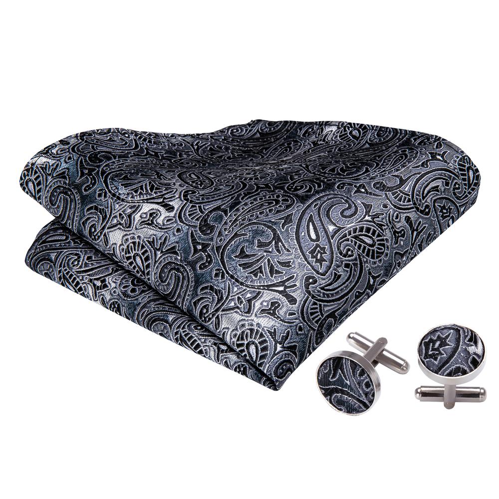 Gray Black Paisley Bow Tie Set bow ties - Sophisticated Gentlemen