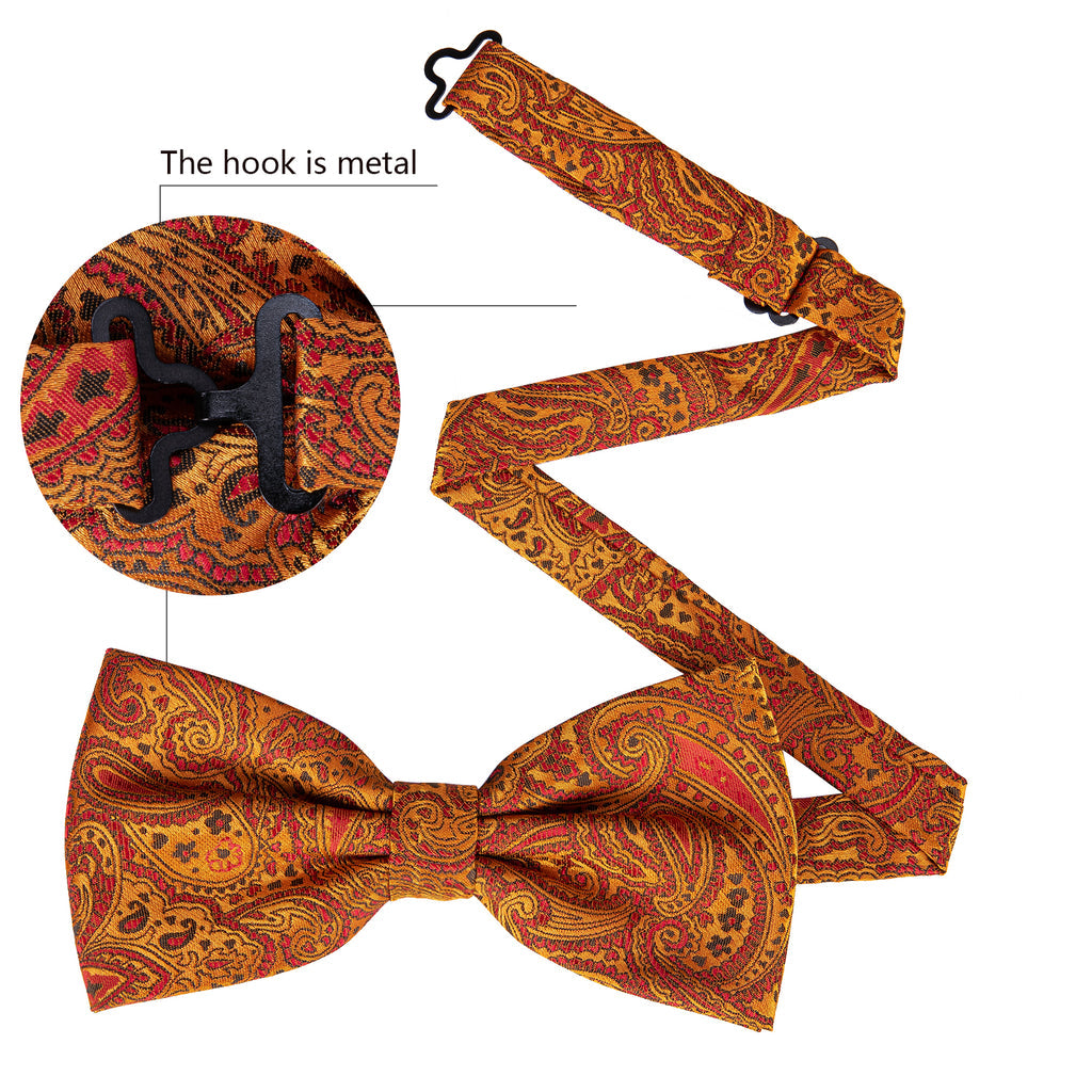 Orange Paisley Bow Tie Set bow ties - Sophisticated Gentlemen