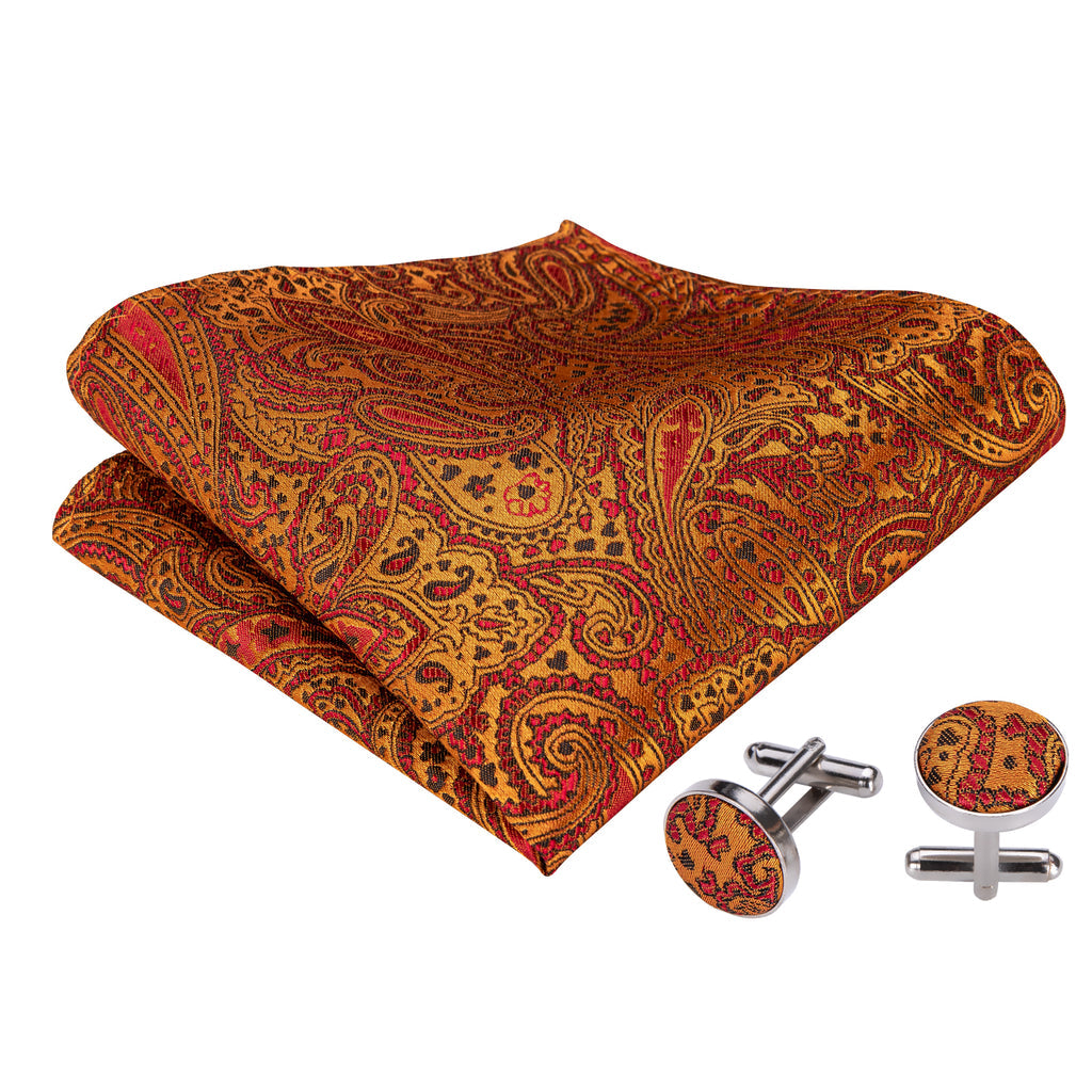 Orange Paisley Bow Tie Set bow ties - Sophisticated Gentlemen